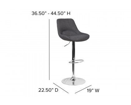 BLNK - Contemporary Fabric Adjustable Height Bar Stool with Chrome Base