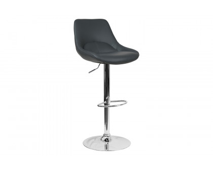 BLNK Contemporary Vinyl Adjustable Height Bar Stool with Chrome Base - Gray