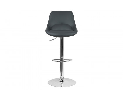 BLNK Contemporary Vinyl Adjustable Height Bar Stool with Chrome Base - Gray