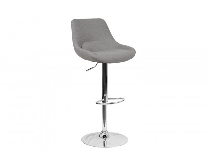 BLNK Elijah Fabric Adjustable Height Bar Stool with Chrome Base - Gray