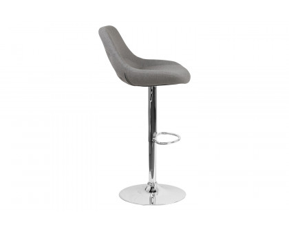 BLNK Elijah Fabric Adjustable Height Bar Stool with Chrome Base - Gray