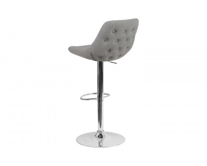 BLNK Elijah Fabric Adjustable Height Bar Stool with Chrome Base - Gray