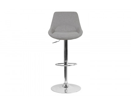 BLNK Elijah Fabric Adjustable Height Bar Stool with Chrome Base - Gray