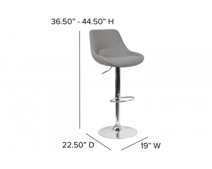 BLNK Elijah Fabric Adjustable Height Bar Stool with Chrome Base - Gray