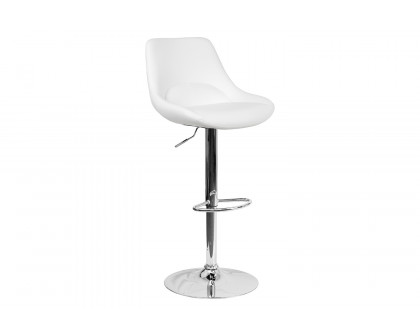 BLNK™ Contemporary Vinyl Adjustable Height Bar Stool with Chrome Base - White