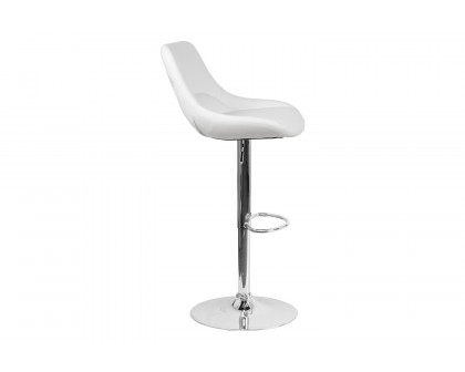 BLNK™ Contemporary Vinyl Adjustable Height Bar Stool with Chrome Base - White