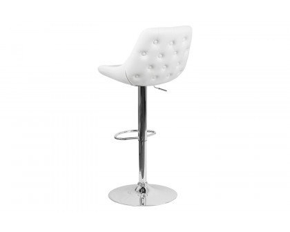 BLNK™ Contemporary Vinyl Adjustable Height Bar Stool with Chrome Base - White