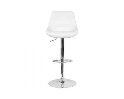 BLNK™ Contemporary Vinyl Adjustable Height Bar Stool with Chrome Base - White