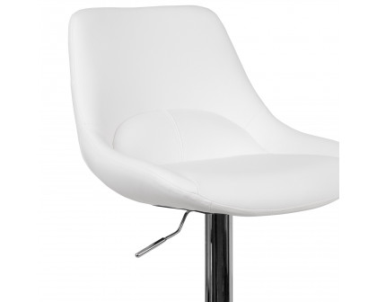 BLNK™ Contemporary Vinyl Adjustable Height Bar Stool with Chrome Base - White