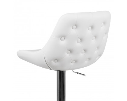 BLNK™ Contemporary Vinyl Adjustable Height Bar Stool with Chrome Base - White