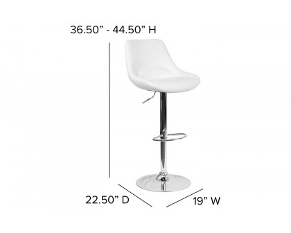 BLNK™ Contemporary Vinyl Adjustable Height Bar Stool with Chrome Base - White