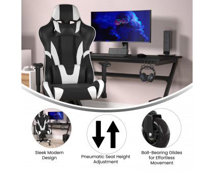 BLNK X20 Gaming Racing Office Computer PC Adjustable Chair with Reclining Back and Transparent Roller Wheels - Black