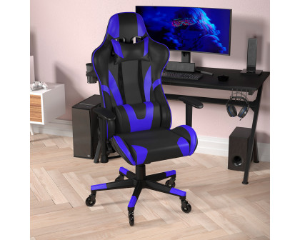 BLNK X20 Gaming Racing Office Computer PC Adjustable Chair with Reclining Back and Transparent Roller Wheels - Blue