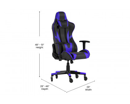 BLNK X20 Gaming Racing Office Computer PC Adjustable Chair with Reclining Back and Transparent Roller Wheels - Blue