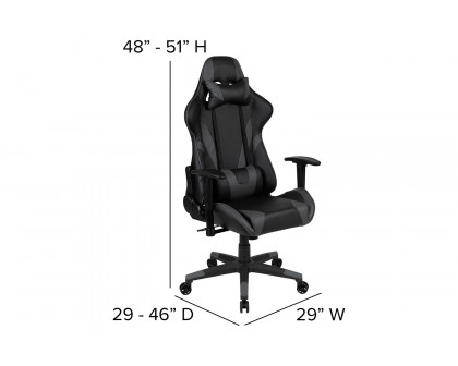 BLNK X20 Gaming Racing Office Ergonomic Computer PC Adjustable Swivel Chair with Reclining Back - Gray