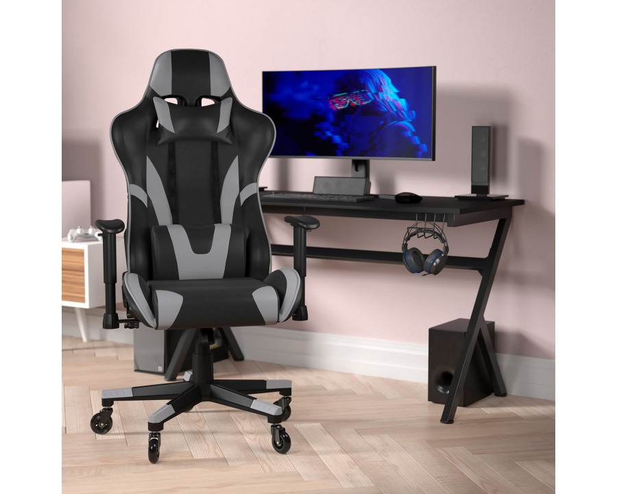 BLNK X20 Gaming Racing Office Computer PC Adjustable Chair with Reclining Back and Transparent Roller Wheels - Gray