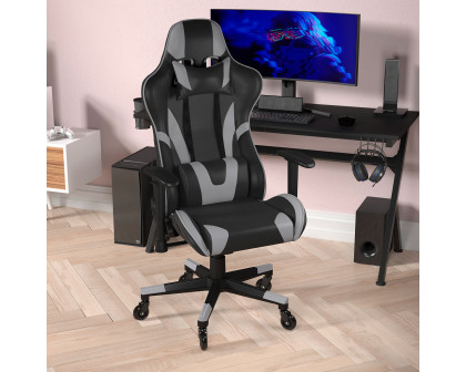 BLNK X20 Gaming Racing Office Computer PC Adjustable Chair with Reclining Back and Transparent Roller Wheels - Gray