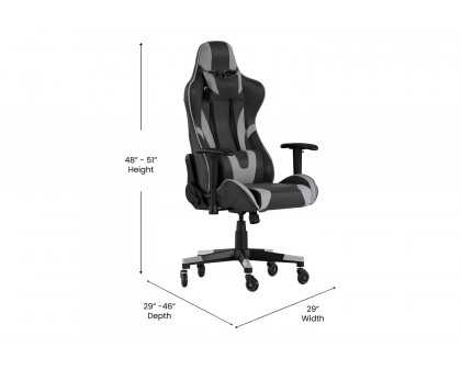 BLNK X20 Gaming Racing Office Computer PC Adjustable Chair with Reclining Back and Transparent Roller Wheels - Gray