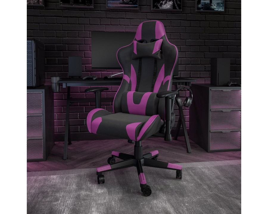 BLNK X20 Gaming Racing Office Ergonomic Computer PC Adjustable Swivel Chair with Fully Reclining Back - Purple