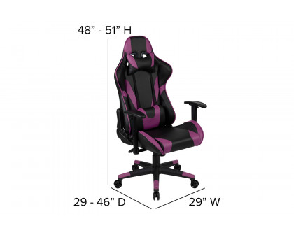 BLNK X20 Gaming Racing Office Ergonomic Computer PC Adjustable Swivel Chair with Fully Reclining Back - Purple