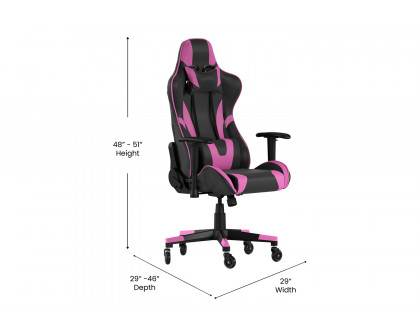 BLNK X20 Gaming Racing Office Computer PC Adjustable Chair with Reclining Back and Transparent Roller Wheels - Purple