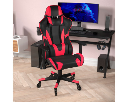 BLNK X20 Gaming Racing Office Computer PC Adjustable Chair with Reclining Back and Transparent Roller Wheels - Red