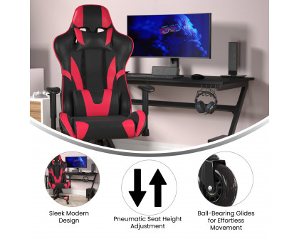 BLNK X20 Gaming Racing Office Computer PC Adjustable Chair with Reclining Back and Transparent Roller Wheels - Red