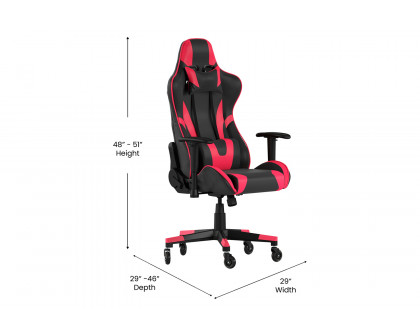 BLNK X20 Gaming Racing Office Computer PC Adjustable Chair with Reclining Back and Transparent Roller Wheels - Red