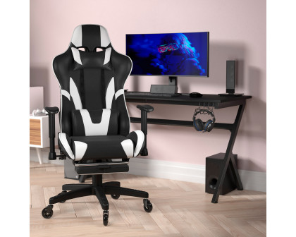 BLNK X30 Gaming Racing Computer Chair with Reclining Back, Slide-Out Footrest, and Transparent Roller Wheels