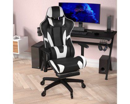 BLNK X30 Gaming Racing Computer Chair with Reclining Back, Slide-Out Footrest, and Transparent Roller Wheels - Black