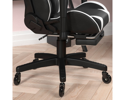 BLNK X30 Gaming Racing Computer Chair with Reclining Back, Slide-Out Footrest, and Transparent Roller Wheels - Black