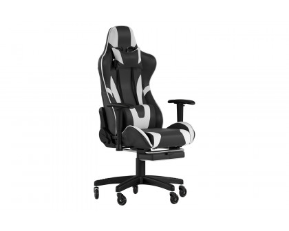 BLNK X30 Gaming Racing Computer Chair with Reclining Back, Slide-Out Footrest, and Transparent Roller Wheels - Black