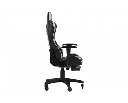 BLNK X30 Gaming Racing Computer Chair with Reclining Back, Slide-Out Footrest, and Transparent Roller Wheels - Black