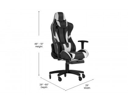 BLNK X30 Gaming Racing Computer Chair with Reclining Back, Slide-Out Footrest, and Transparent Roller Wheels - Black