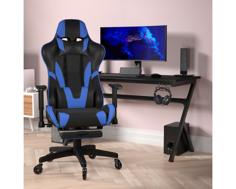 BLNK X30 Gaming Racing Computer Chair with Reclining Back, Slide-Out Footrest, and Transparent Roller Wheels