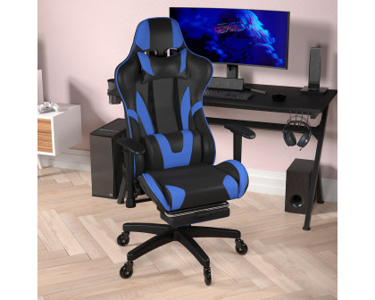 BLNK X30 Gaming Racing Computer Chair with Reclining Back, Slide-Out Footrest, and Transparent Roller Wheels