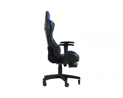 BLNK X30 Gaming Racing Computer Chair with Reclining Back, Slide-Out Footrest, and Transparent Roller Wheels - Blue