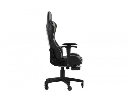 BLNK X30 Gaming Racing Computer Chair with Reclining Back, Slide-Out Footrest, and Transparent Roller Wheels - Gray