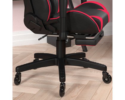 BLNK X30 Gaming Racing Computer Chair with Reclining Back, Slide-Out Footrest, and Transparent Roller Wheels - Red