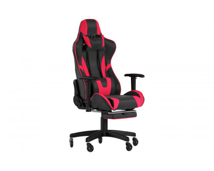 BLNK X30 Gaming Racing Computer Chair with Reclining Back, Slide-Out Footrest, and Transparent Roller Wheels - Red