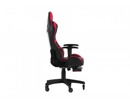 BLNK X30 Gaming Racing Computer Chair with Reclining Back, Slide-Out Footrest, and Transparent Roller Wheels - Red