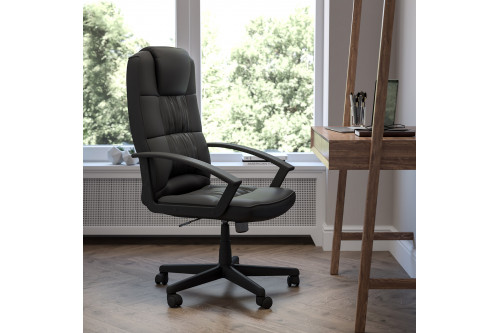 Flash Furniture Fundamentals Mid-Back Gray Mesh Swivel Task Office Chair with Pivot Back and Arms