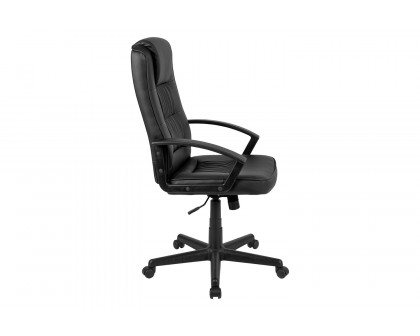 BLNK - Biscayne Flash Fundamentals LeatherSoft High-Back Black Padded Task Office Chair with Arms, BIFMA Certified