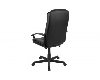 BLNK - Biscayne Flash Fundamentals LeatherSoft High-Back Black Padded Task Office Chair with Arms, BIFMA Certified