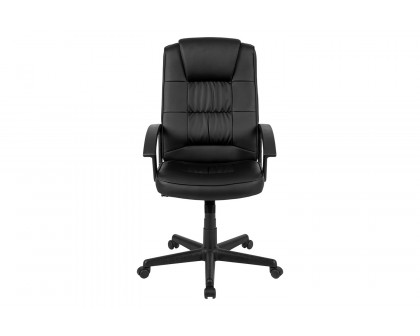 BLNK - Biscayne Flash Fundamentals LeatherSoft High-Back Black Padded Task Office Chair with Arms, BIFMA Certified