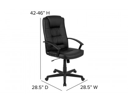 BLNK - Biscayne Flash Fundamentals LeatherSoft High-Back Black Padded Task Office Chair with Arms, BIFMA Certified