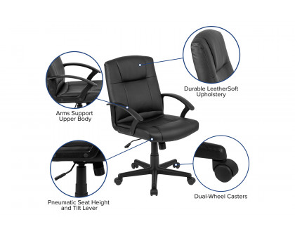 BLNK - Coffman Flash Fundamentals LeatherSoft Mid-Back Padded Task Office Chair with Arms, BIFMA Certified