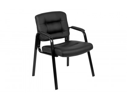 BLNK - Darwin Flash Fundamentals Black LeatherSoft Executive Reception Chair with Black Metal Frame, BIFMA Certified