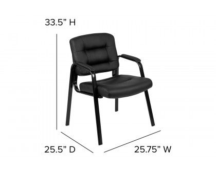 BLNK - Darwin Flash Fundamentals Black LeatherSoft Executive Reception Chair with Black Metal Frame, BIFMA Certified