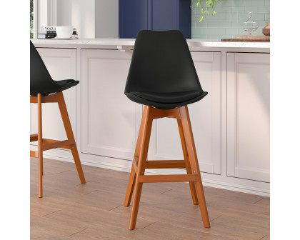 BLNK Dana Commercial LeatherSoft Modern Counter Stools with Plastic Backrest and Padded Seat Set of 2